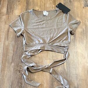 Alphalete Tan Wrap Crop Top